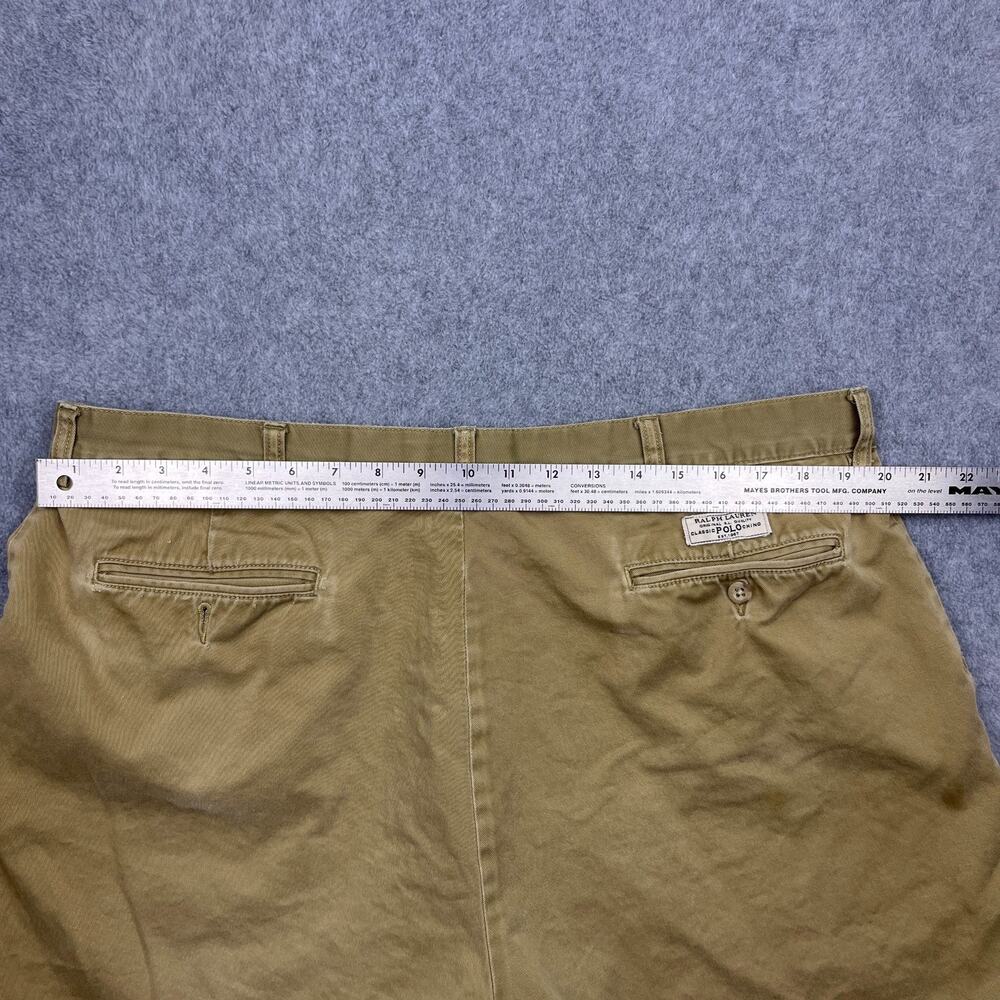 polo ralph lauren shorts mens 40 khaki cotton flat front - Picture 7 of 10